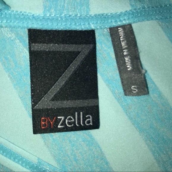 Z by Zella Teal Take 5 Cloud Striped Tee Small S - Picture 6 of 8